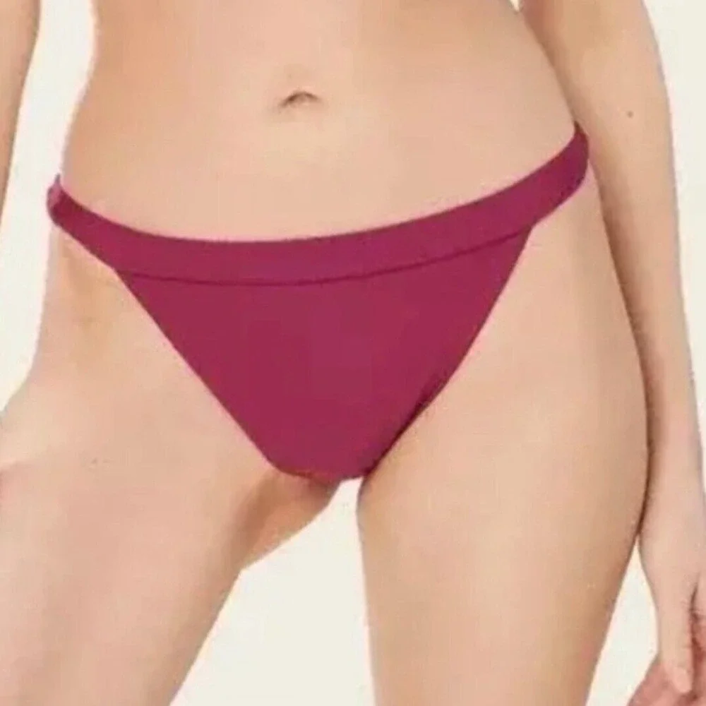 andie swim the caicos bikini bottom in purple plum, women size medium